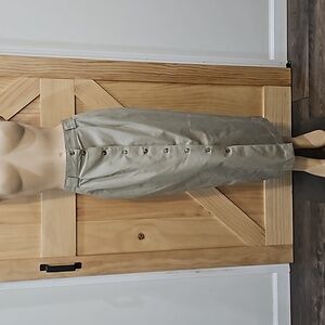 Vintage | EHL No Wrinkle Cotton Khaki Button Up Skirt | See Measurements